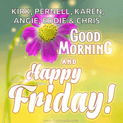 A Good Morning And Happy Friday Greeting Card With A Pink Flower GIF