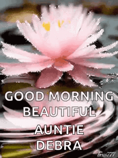 A Good Morning Beautiful Auntie Debra Greeting Card With A Pink Lotus Flower In The Water . GIF
