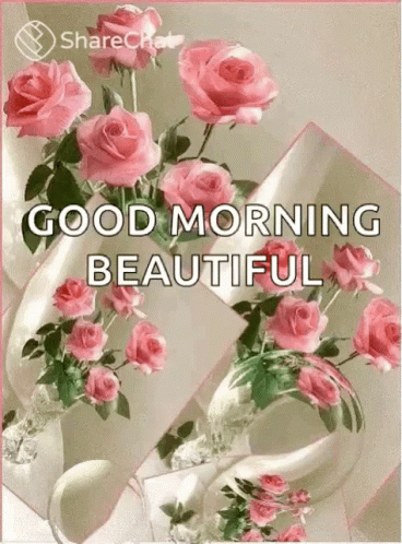 A Good Morning Beautiful Card With Pink Roses GIF