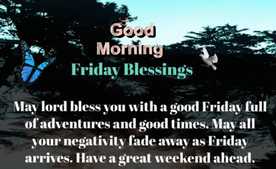 A Good Morning Friday Blessings Message With A Butterfly And A Dove GIF