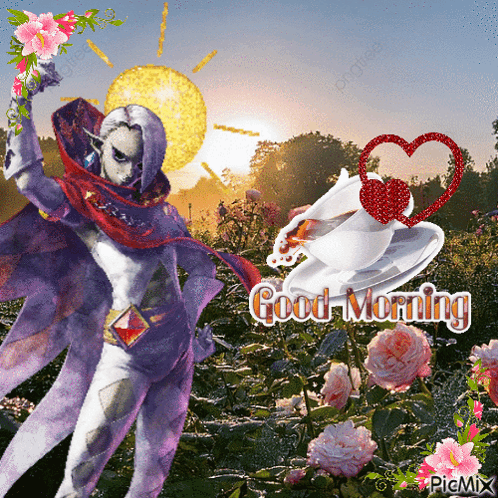 A Good Morning Greeting Card With A Cartoon Character GIF