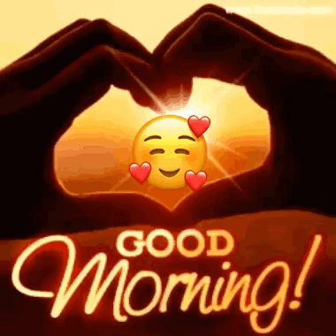 A Good Morning Greeting Card With A Smiley Face And Hearts On It . GIF