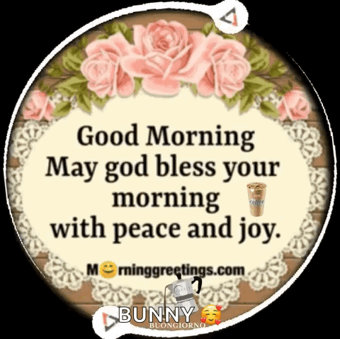 A Good Morning Greeting Card With Roses And A Cup Of Coffee GIF