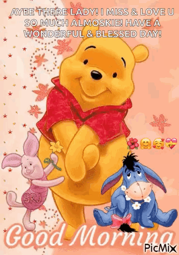 A Good Morning Greeting Card With Winnie The Pooh And Piglet GIF