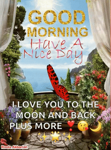 A Good Morning Have A Nice Day Card With A Butterfly And Flowers GIF