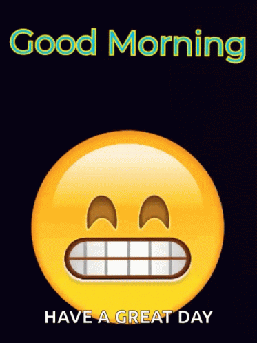 A Good Morning Message With A Smiley Face And Hearts Around It GIF