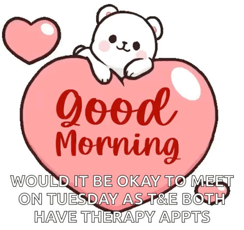 A Good Morning Message With A Teddy Bear Laying On A Pink Heart GIF