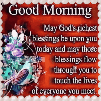 A Good Morning Message With Flowers And A Bird GIF