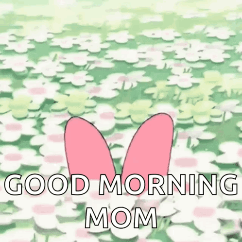 A Good Morning Mom Greeting Card With A Butterfly Sitting In The Middle Of A Field Of Flowers . GIF