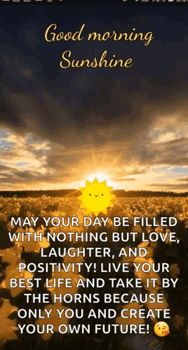 A Good Morning Sunshine Message With A Picture Of The Sun GIF