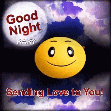 A Good Night Baby Sending Love To You Smiley Face . GIF