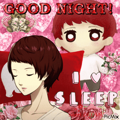 A Good Night Greeting Card With A Girl Sleeping GIF