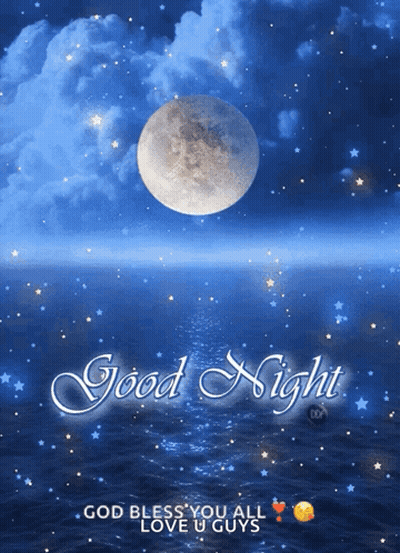 A Good Night Message With A Full Moon In The Background GIF