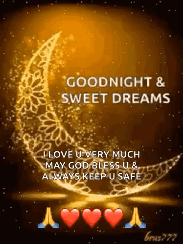 A Goodnight And Sweet Dreams Greeting Card With A Crescent Moon . GIF