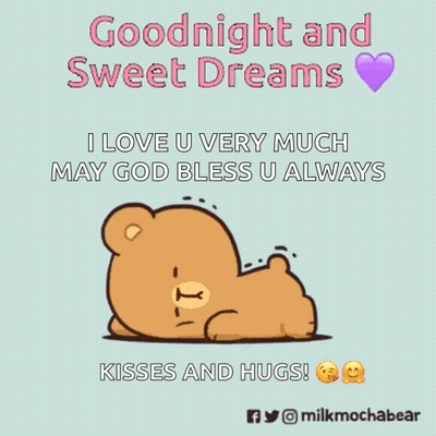 A Goodnight And Sweet Dreams Message With Two Teddy Bears And A Purple Heart GIF
