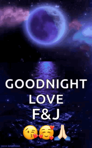A Goodnight Love F & J Animated Gif With A Full Moon In The Background GIF