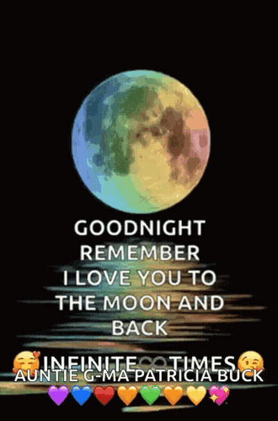 A Goodnight Message With A Full Moon And Hearts GIF