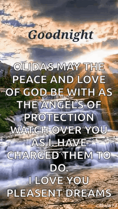 A Goodnight Message With A Picture Of A Waterfall And A Quote . GIF