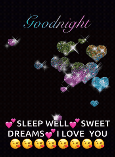 A Goodnight Message With Hearts And Smiley Faces On It GIF