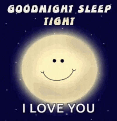A Goodnight Sleep Tight I Love You Greeting Card With A Smiley Face On The Moon GIF