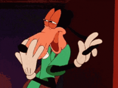 A Goofy Cartoon Character Is Making A Funny Face With His Mouth Open GIF