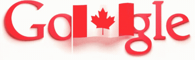 A Google Logo With A Maple Leaf In The Middle GIF