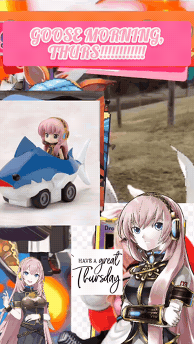 A Goose Morning Thursday Advertisement With A Girl On A Shark Car GIF