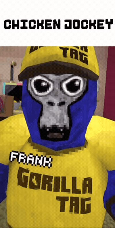 A Gorilla Wearing A Yellow Shirt That Says Gorilla Tag GIF
