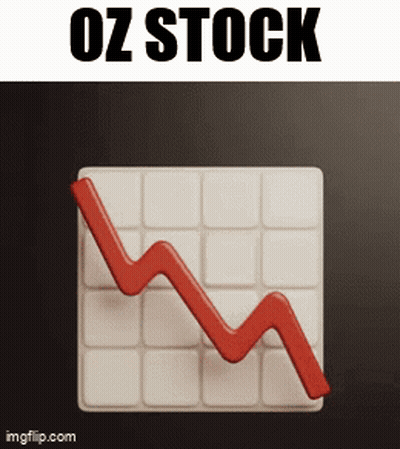 A Graph With A Red Line Going Down With The Words Oz Stock Below It GIF