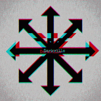 A Graphic With Arrows Pointing In Different Directions And The Word Darkville In The Middle GIF
