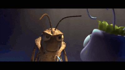 A Grasshopper Says " Are You Saying That I 'M Stupid " Next To A Plant GIF