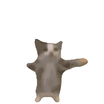 A Gray And White Cat With Its Arms Outstretched Against A White Background Sticker