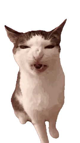 A Gray And White Cat With Its Mouth Open Looks At The Camera Sticker