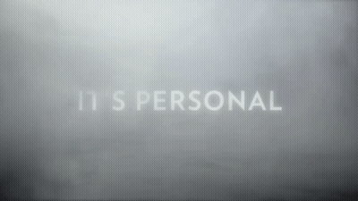 A Gray Background With The Words It 'S Personal Written On It GIF