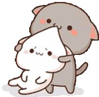 A Gray Cat Is Holding A White Cat In Its Paws . Sticker