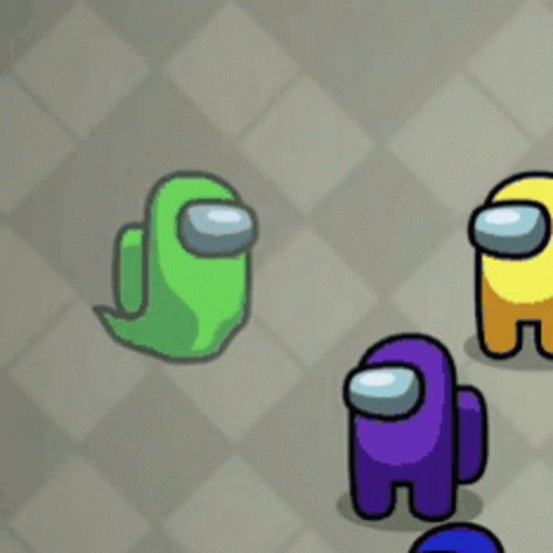 A Green Among Us Character Holding A Hammer GIF