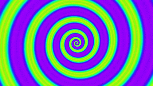 A Green And Purple Optical Illusion Of A Spiral On A Purple Background . GIF