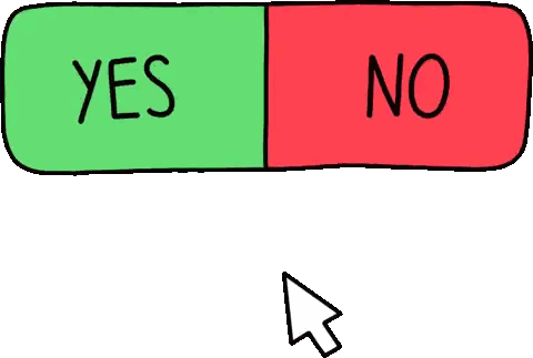 A Green And Red Yes And No Button With An Arrow Pointing At It Sticker