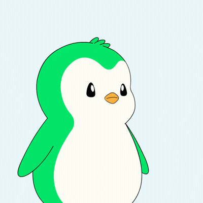 A Green And White Cartoon Penguin With A Red Nose GIF