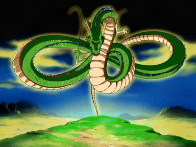 A Green And White Dragon Is Flying Over A Green Hill GIF