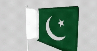 A Green And White Flag With A Crescent Moon And A Star On It GIF