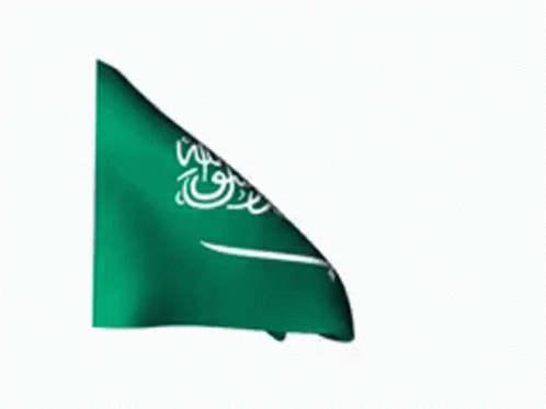 A Green And White Flag With Arabic Writing Is Waving In The Wind . GIF