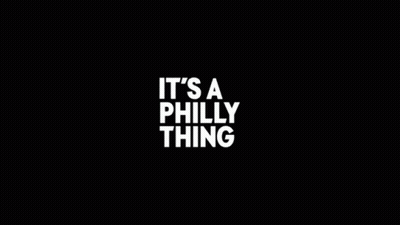 A Green And White Logo That Says It 'S A Philly Thing On A Black Background GIF