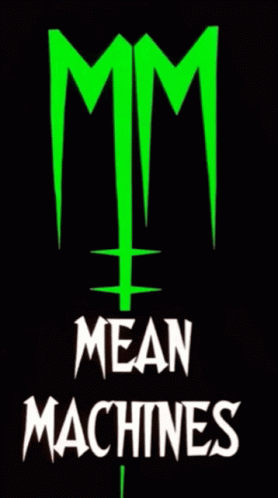 A Green And White Logo That Says Mean Machines On A Black Background GIF