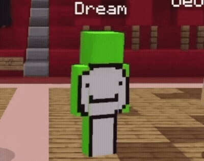 A Green And White Minecraft Character Standing On A Wooden Floor In A Room . GIF