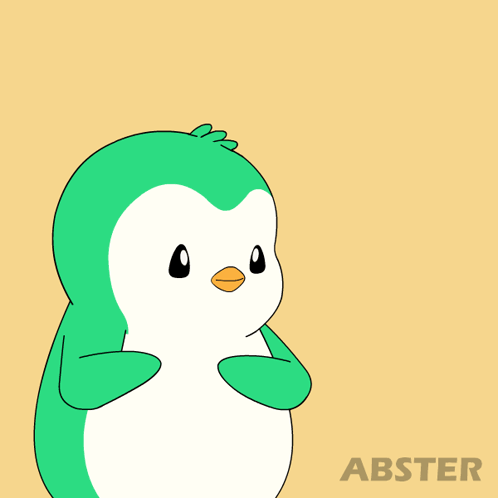 A Green And White Penguin Is Surrounded By Red Hearts And The Word Abster Is On The Bottom GIF