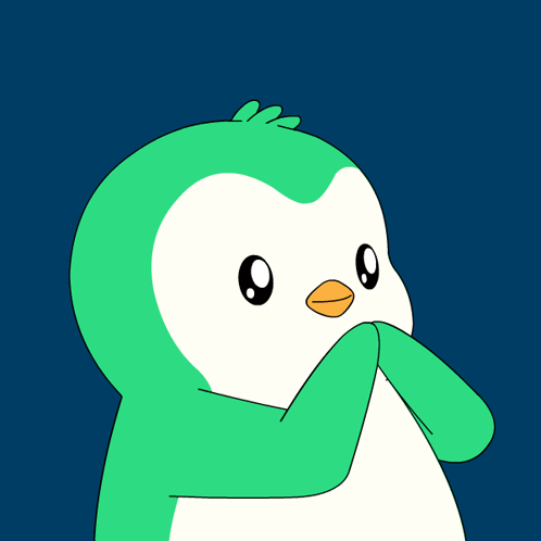 A Green And White Penguin With A Yellow Beak And A Blue Background GIF