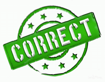 A Green And White Stamp With The Word Correct On It GIF