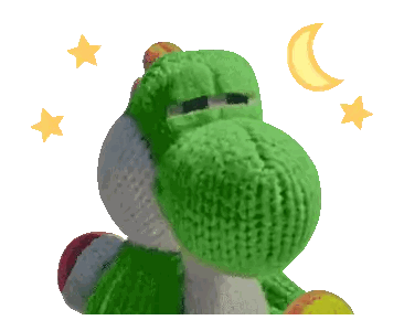 A Green And White Stuffed Animal With A Crescent Moon And Stars In The Background Sticker