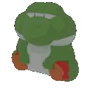 A Green And White Stuffed Animal With Orange Legs Is Sitting On A White Background . Sticker